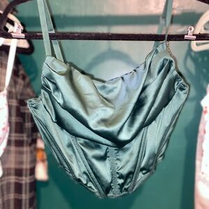 Urban Outfitters Green Satin Chemise